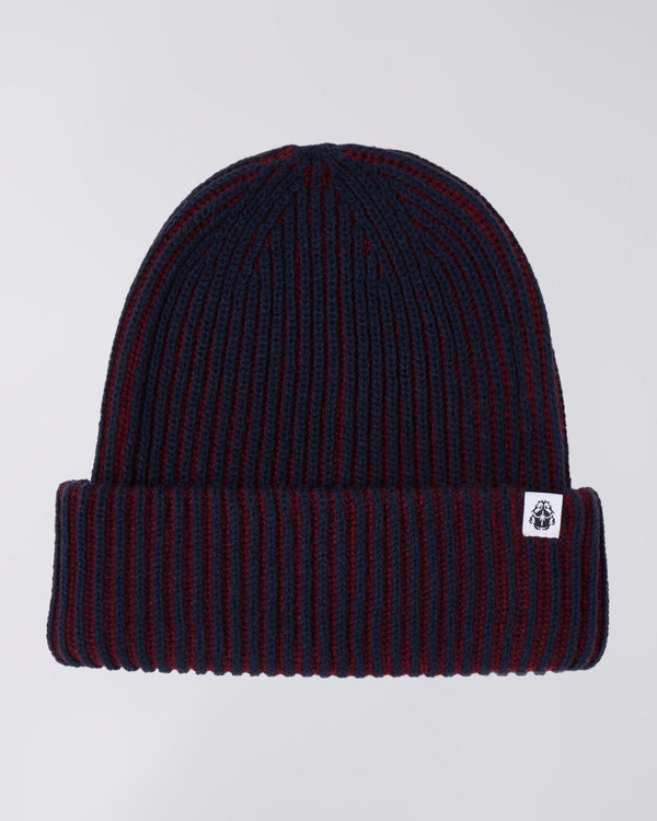 EDWIN - CONTRAST BEANIE (BURGUNDY/ NAVY)