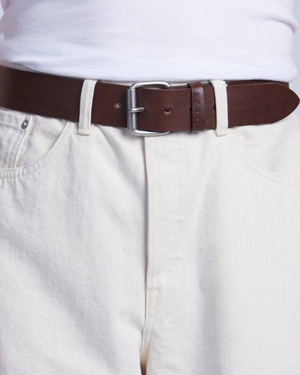 EDWIN - EDWIN LEATHER BELT (BROWN)