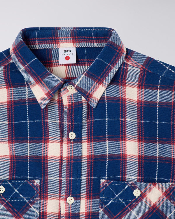 EDWIN - WORK SHIRT LS (NAVY/RED)