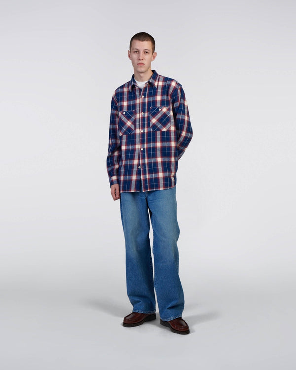 EDWIN - WORK SHIRT LS (NAVY/RED)
