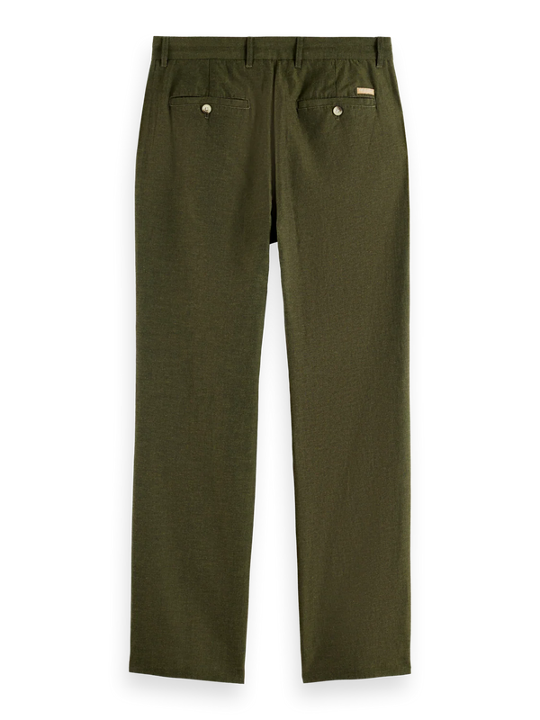SCOTCH & SODA - OTIS LINEN-BLEND CHINO ARMY MELANGE