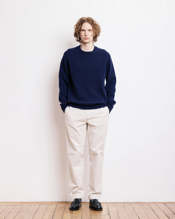 HARTFORD - SHETLAND WOOL SWEATER NAVY BLUE