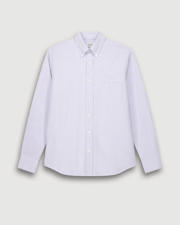HARTFORD - PITT SHIRT BRUSHED OXFORD BLUE WHITE