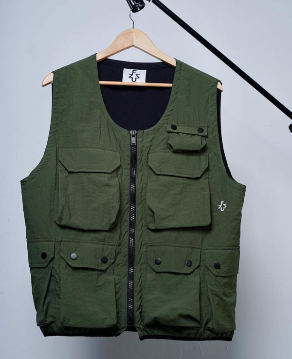 FUZZ - ZIP UTILITY VEST GREEN