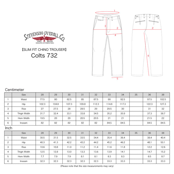 STEVENSON OVERALL CO. - COLTS 732 KHAKI SLIM CHINOS