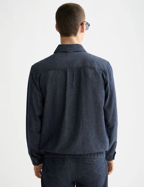 SCOTCH & SODA - COTTON LINEN ZIP-THRU TWILL BLOUSON SKY CAPTAIN
