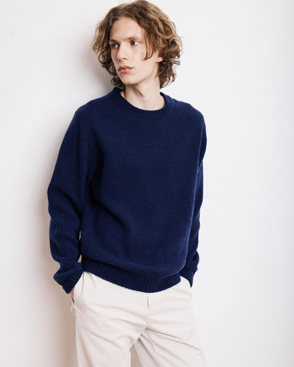 HARTFORD - SHETLAND WOOL SWEATER NAVY BLUE