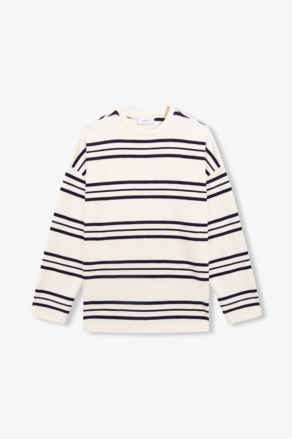 UNFEIGNED - LONG SLEEVE OVERSIZED T SHIRT TERRY DARK NAVY STRIPES