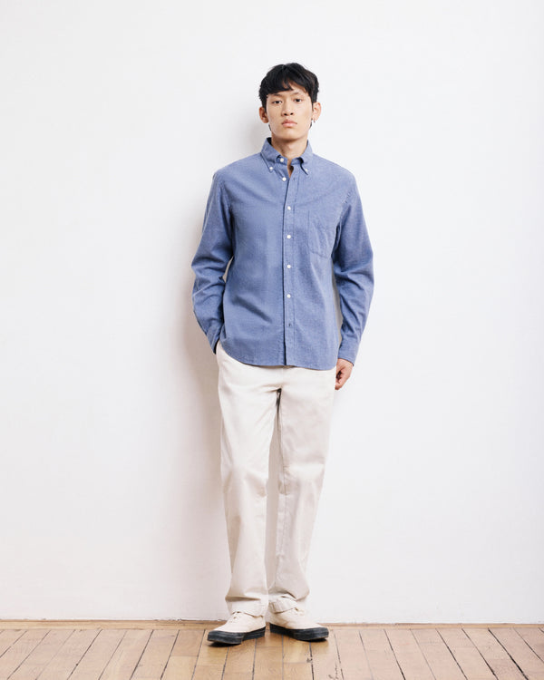 HARTFORD - PITT SHIRT COTTON FLANNEL LIGHT BLUE
