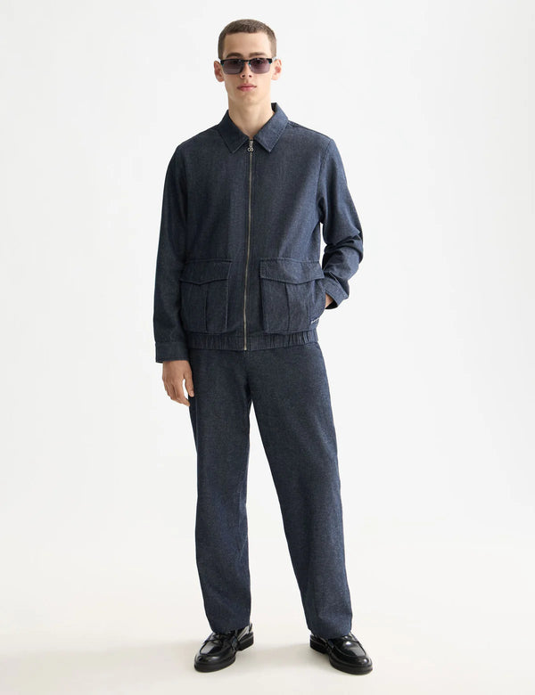 SCOTCH & SODA - COTTON LINEN ZIP-THRU TWILL BLOUSON SKY CAPTAIN