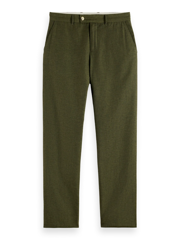 SCOTCH & SODA - OTIS LINEN-BLEND CHINO ARMY MELANGE
