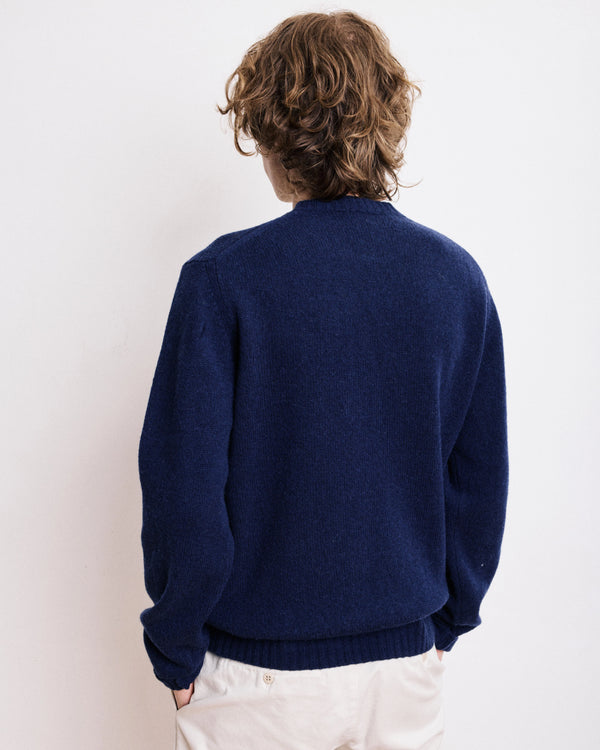 HARTFORD - SHETLAND WOOL SWEATER NAVY BLUE
