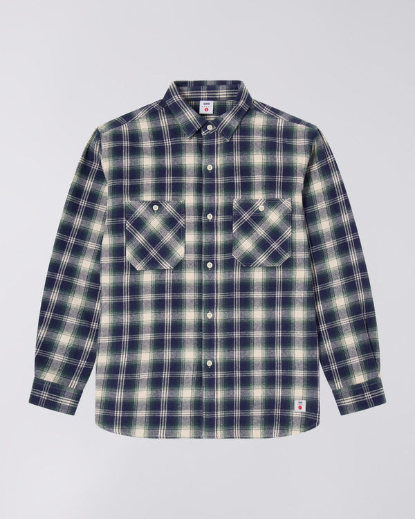 EDWIN - WORK SHIRT LS (NAVY/GREEN)
