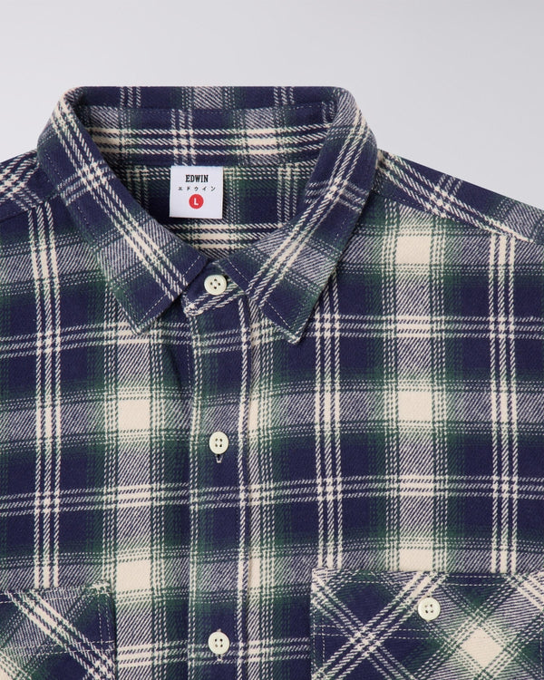 EDWIN - WORK SHIRT LS (NAVY/GREEN)