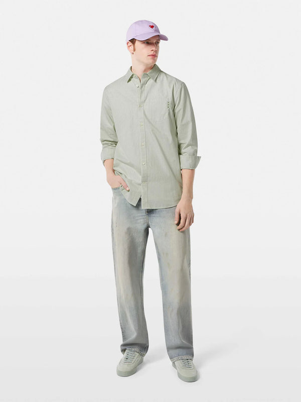 SCOTCH & SODA - REGULAR FIT STRIPED OXFORD SHIRT PISTACHIO STRIPE