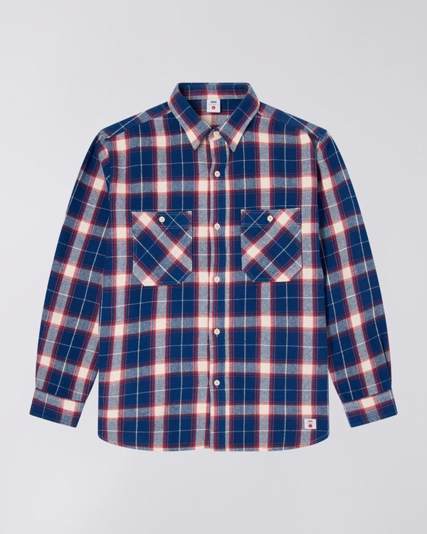 EDWIN - WORK SHIRT LS (NAVY/RED)