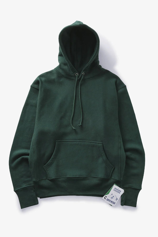 POWER GOODS - SUPER WEIGHT HOODIE FOREST GREEN