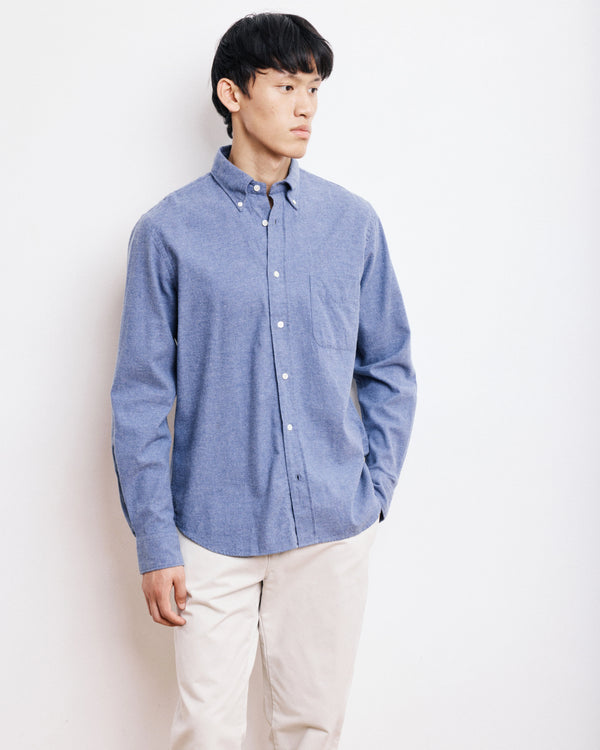 HARTFORD - PITT SHIRT COTTON FLANNEL LIGHT BLUE