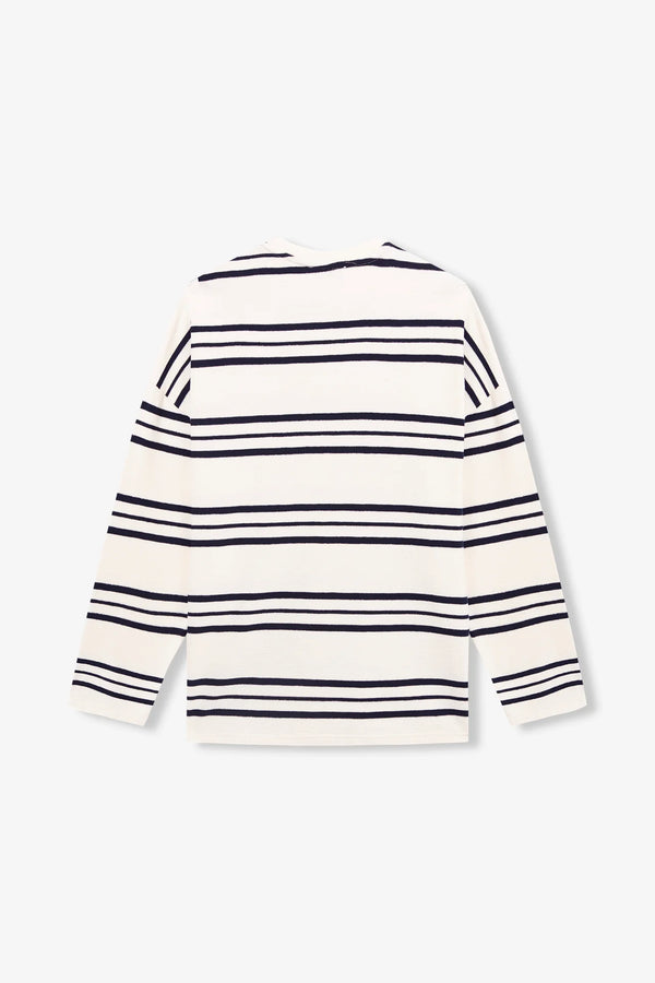 UNFEIGNED - LONG SLEEVE OVERSIZED T SHIRT TERRY DARK NAVY STRIPES