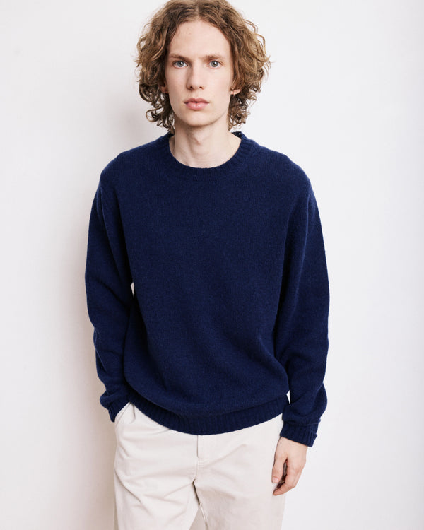 HARTFORD - SHETLAND WOOL SWEATER NAVY BLUE
