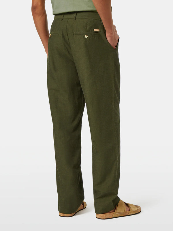 SCOTCH & SODA - OTIS LINEN-BLEND CHINO ARMY MELANGE