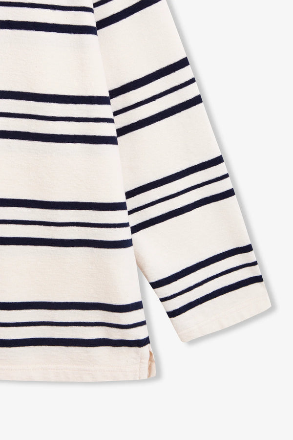 UNFEIGNED - LONG SLEEVE OVERSIZED T SHIRT TERRY DARK NAVY STRIPES