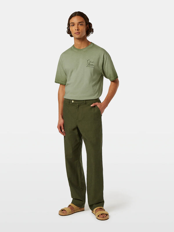 SCOTCH & SODA - OTIS LINEN-BLEND CHINO ARMY MELANGE