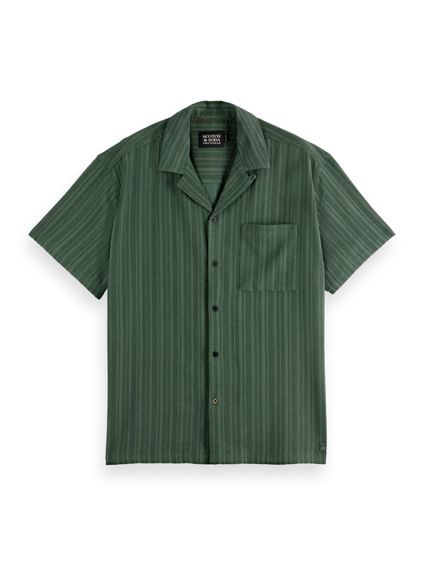 SCOTCH & SODA - TONAL-STRIPED SHORT-SLEEVED SHIRT THYME