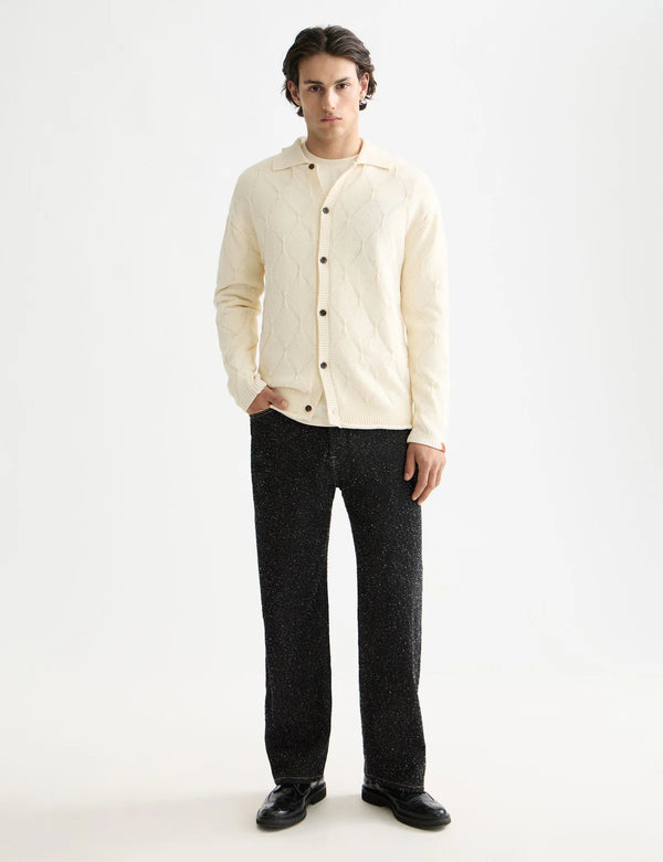 SCOTCH & SODA - OPEN WORK LONG SLEEVE SHIRT EGGNOG