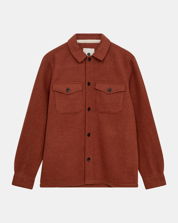 ANERKJENDT - AKOSCAR BOILED WOOL OVERSHIRT - CHILI OIL