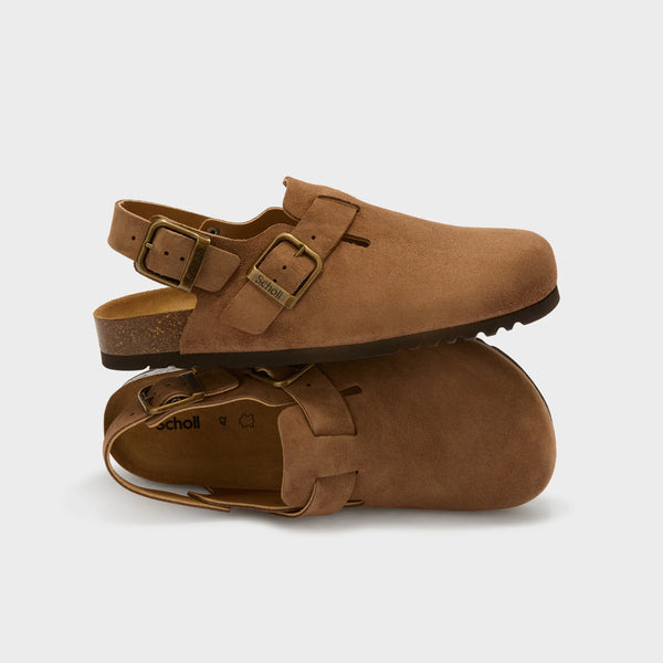 SCHOLL - MULES OLIVIER BACKSTRAP SUEDE TAUPE