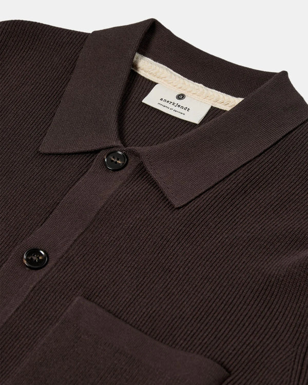 ANERKJENDT - AKSVEND NEEDLE RIB KNIT CARDIGAN - MULCH