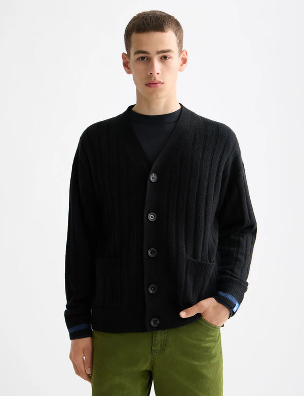 SCOTCH & SODA - SOFT KNIT DROPPED SHOULDER CARDIGAN METEORITE