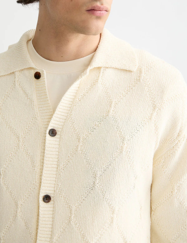 SCOTCH & SODA - OPEN WORK LONG SLEEVE SHIRT EGGNOG