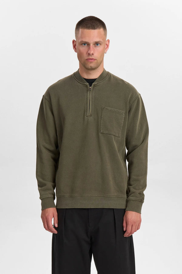 ANERKJENDT - AKTONI BASIC HALF ZIP - FOREST NIGHT