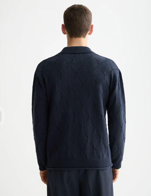 SCOTCH & SODA - OPEN WORK LONG SLEEVE SHIRT SKY CAPTAIN