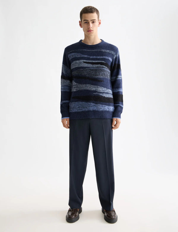 SCOTCH & SODA - FLUFFY ALPACA WOOL BLEND CREW NECK PEACOAT