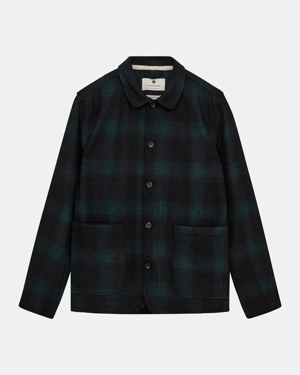 ANERKJENDT - AKOSCAR WOOLEN OVERSHIRT - FOREST NIGHT
