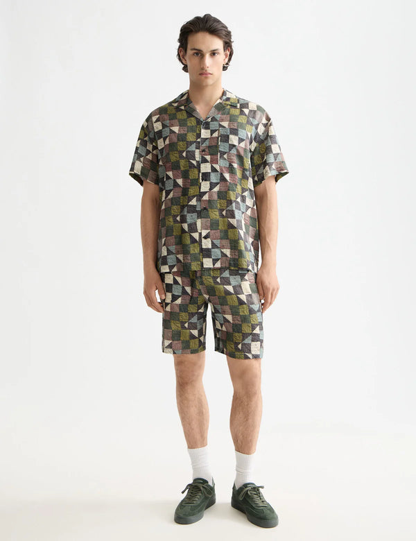 SCOTCH & SODA - PRINTED SHORT-SLEEVED TENCEL SHIRT ZIG ZAG PATCHWORK MULTI