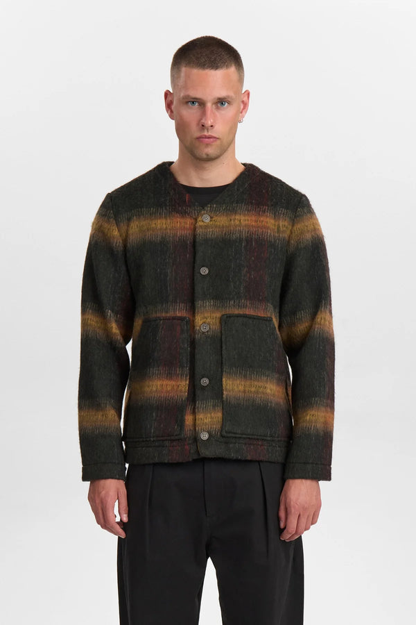ANERKJENDT - AKDAN HEAVY TWILL CHECK OVERSHIRT - FOREST NIGHT