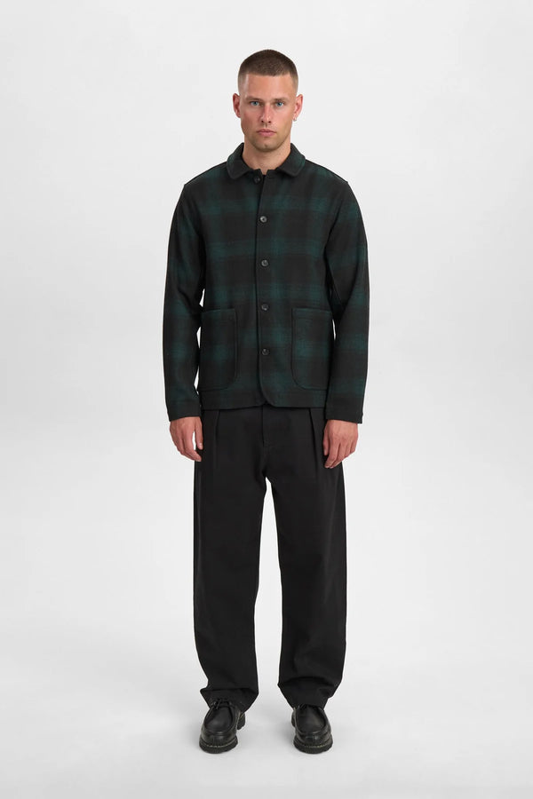 ANERKJENDT - AKOSCAR WOOLEN OVERSHIRT - FOREST NIGHT