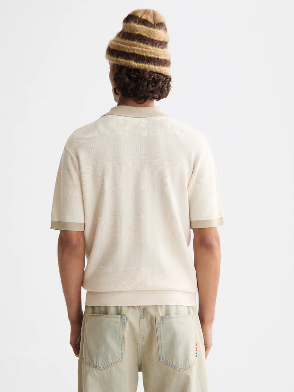 SCOTCH & SODA - KNITTED STRIPED POLO EGGNOG
