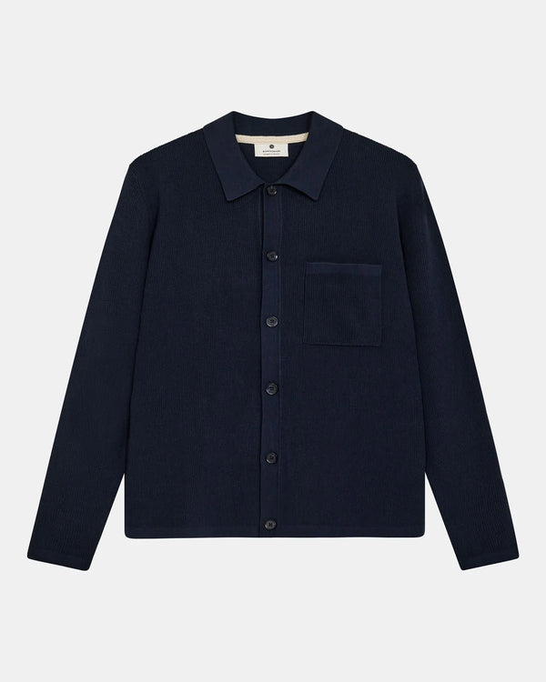 ANERKJENDT - AKSVEND NEEDLE RIB KNIT CARDIGAN - SKY CAPTAIN