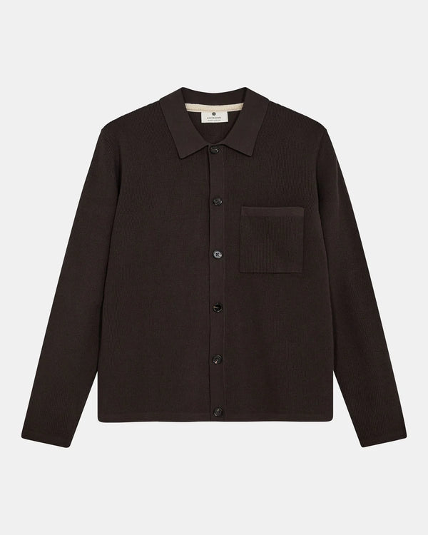 ANERKJENDT - AKSVEND NEEDLE RIB KNIT CARDIGAN - MULCH