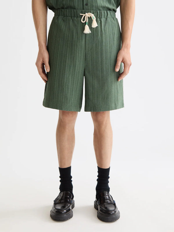 SCOTCH & SODA - FAVE - TONAL STRIPED REGULAR FIT BERMUDA SHORTS THYME