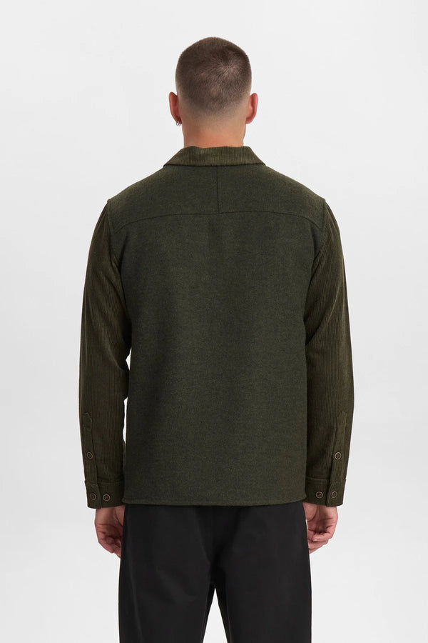 ANERKJENDT - AKOSCAR CORD MIX SHIRT - FOREST NIGHT