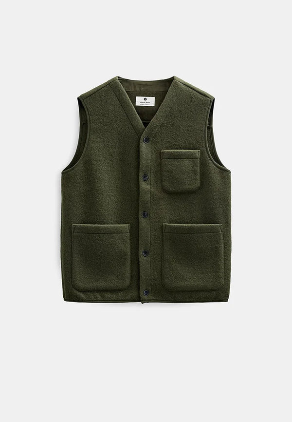 ANERKJENDT - AKRAMSUS BOILED WOOL VEST - FOREST NIGHT