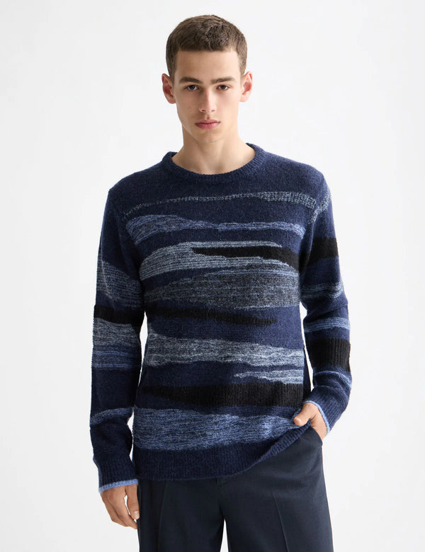 SCOTCH & SODA - FLUFFY ALPACA WOOL BLEND CREW NECK PEACOAT