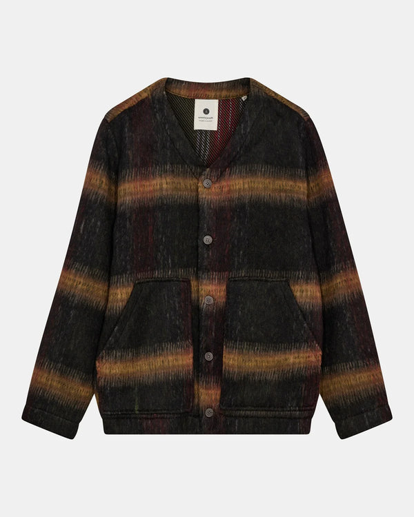 ANERKJENDT - AKDAN HEAVY TWILL CHECK OVERSHIRT - FOREST NIGHT
