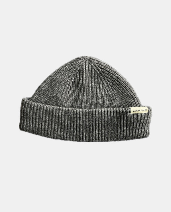 ANERKJENDT - MERINO HOOD BEANIE DARK GREY MARL